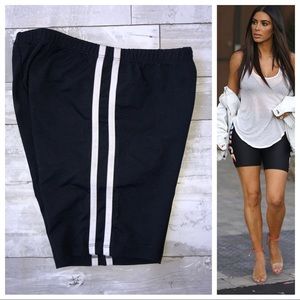 Spandex Black Shorts with White Stripe